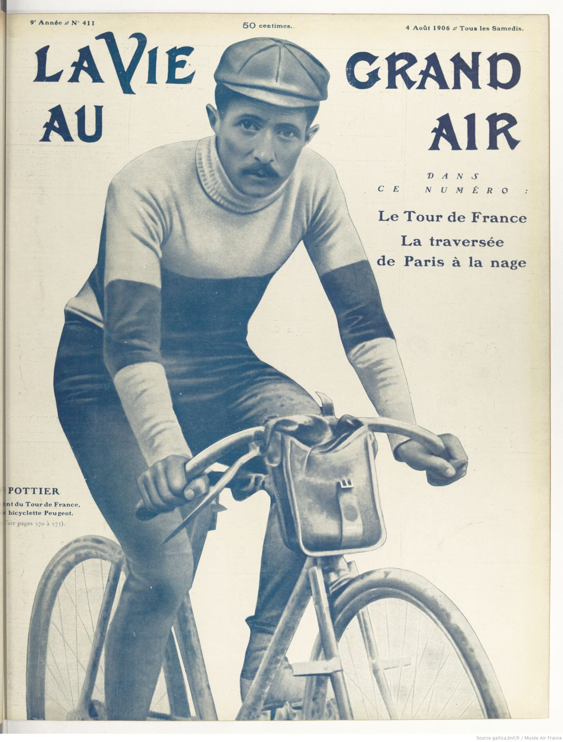 Page de couverture de la Vie au Grand Air du 4 août 1906 avec René Pottier.